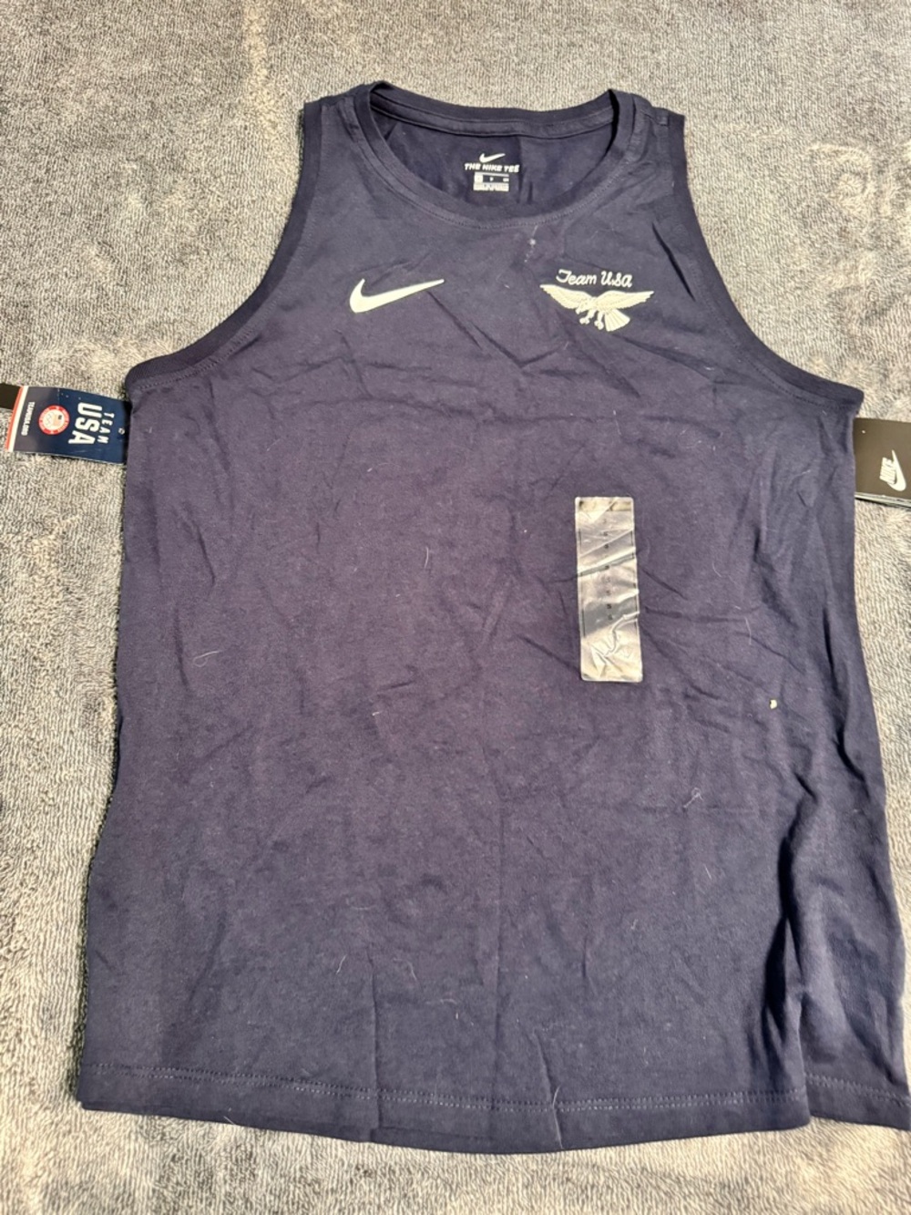 Nike Men’s Navy Team USA Sleeveless Tank with White Logos